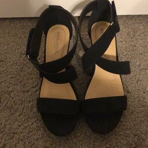 Solanz Comfort Black Wedge Heels